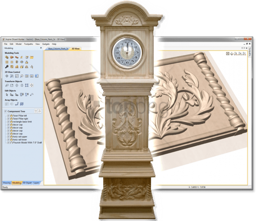Free Png Cnc Grandfather Clock Png Image With Transparent - Cnc Grandfather Clock Clipart (850x733), Png Download