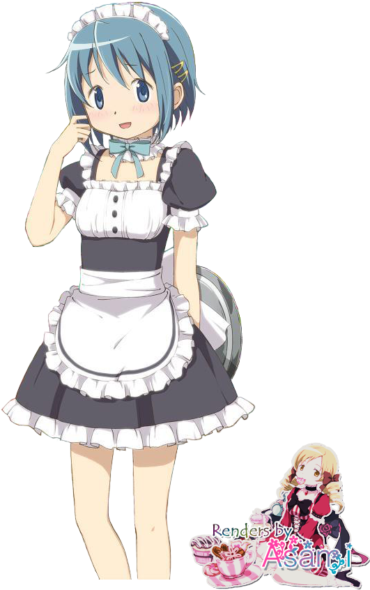Image Freeuse Download Clipart Maid - Sayaka Miki Maid - Png Download (600x896), Png Download