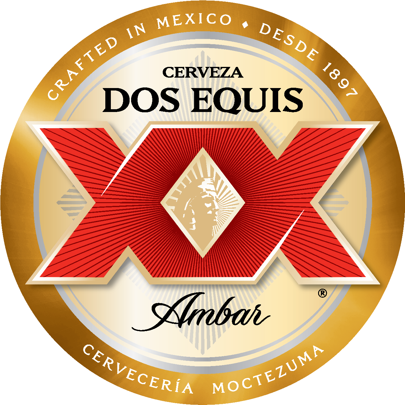 Cuauhtemoc Moctezuma Cerveceria - Dos Xx Amber Logo Clipart (1470x1470), Png Download