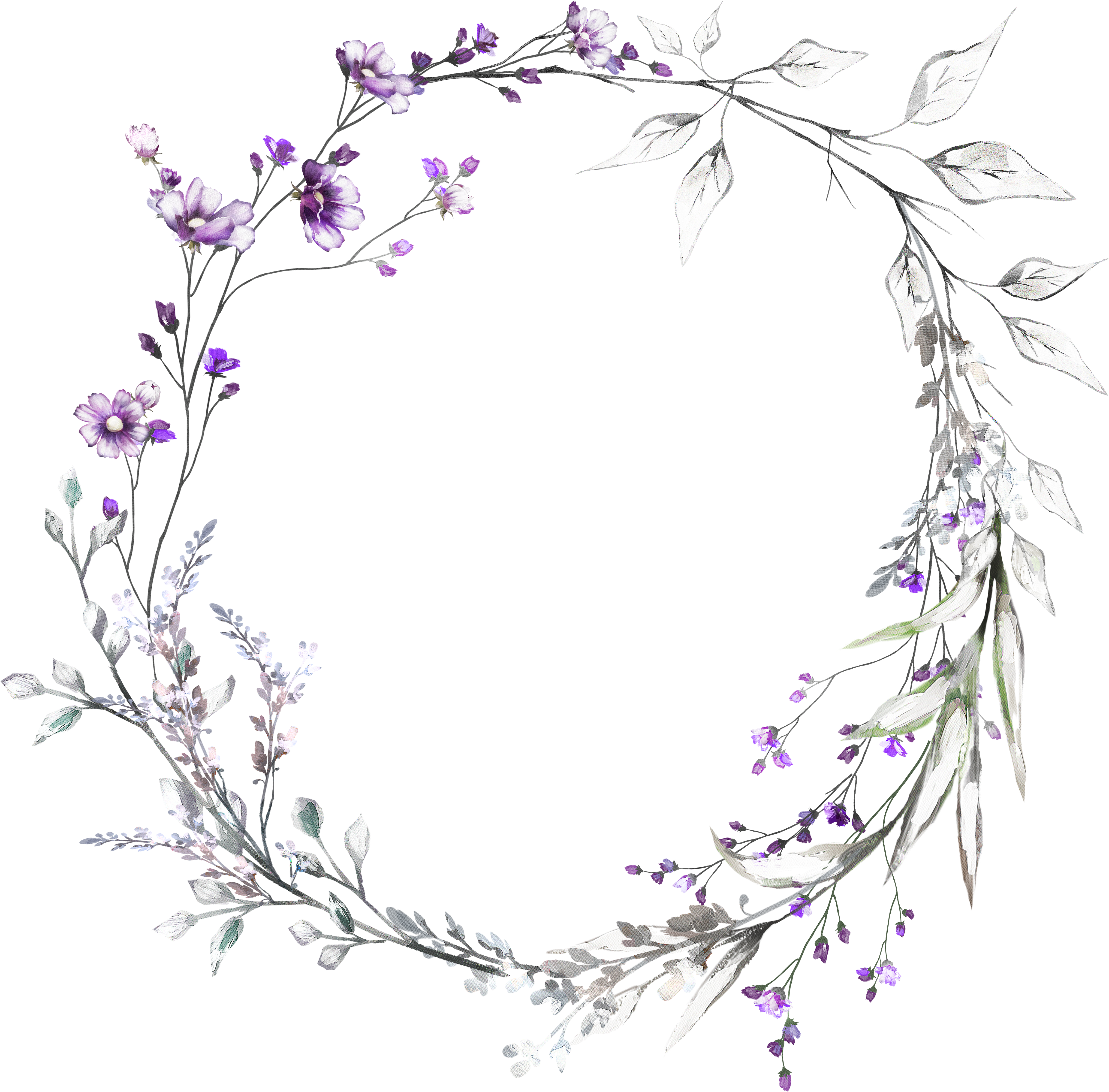 H927 Flower Frame, Flower Art, Watercolor Flowers, Clipart (5375x5470), Png Download