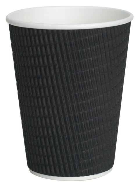 Ripple Cup, Paper, 360ml, 12oz, Black - Coffee Cup Clipart (640x640), Png Download