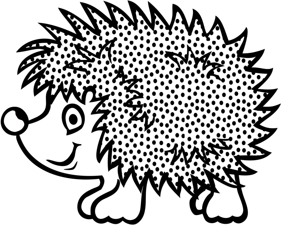 Hedgehog Drawing Line Art Download Porcupine - Hedgehog Black And White Png Clipart (932x750), Png Download