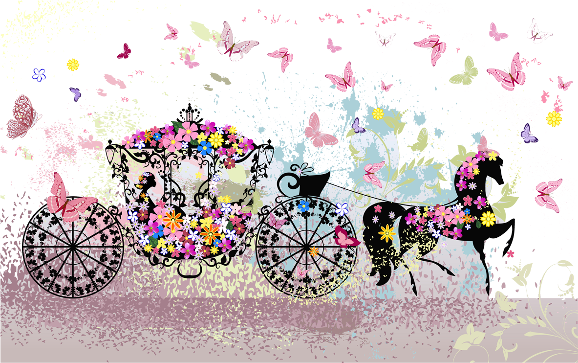 Butterfly Photography Carriage Stock Wedding Flowers - Flower Horse Carriage Clipart (1182x878), Png Download
