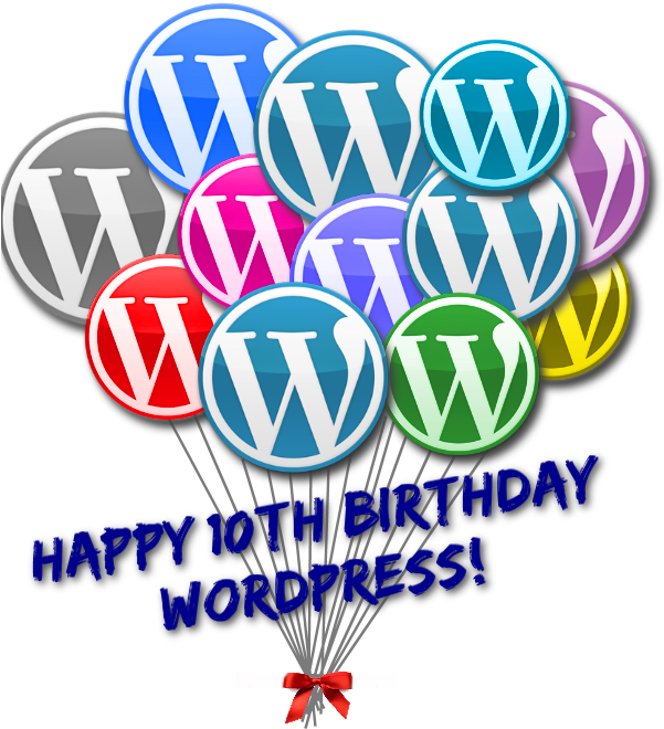 Wordpress 10th Anniversary Birthday Balloons Clipart (600x688), Png Download