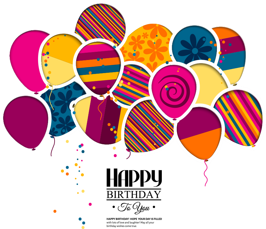 Vector Wedding Greeting Birthday Invitation Cake Balloons - Happy Birthday Balloons And Cake Background Clipart (873x752), Png Download