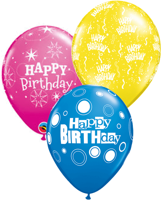 3 Birthday Latex Balloons - Happy Birthday Balloons Red Clipart (591x675), Png Download