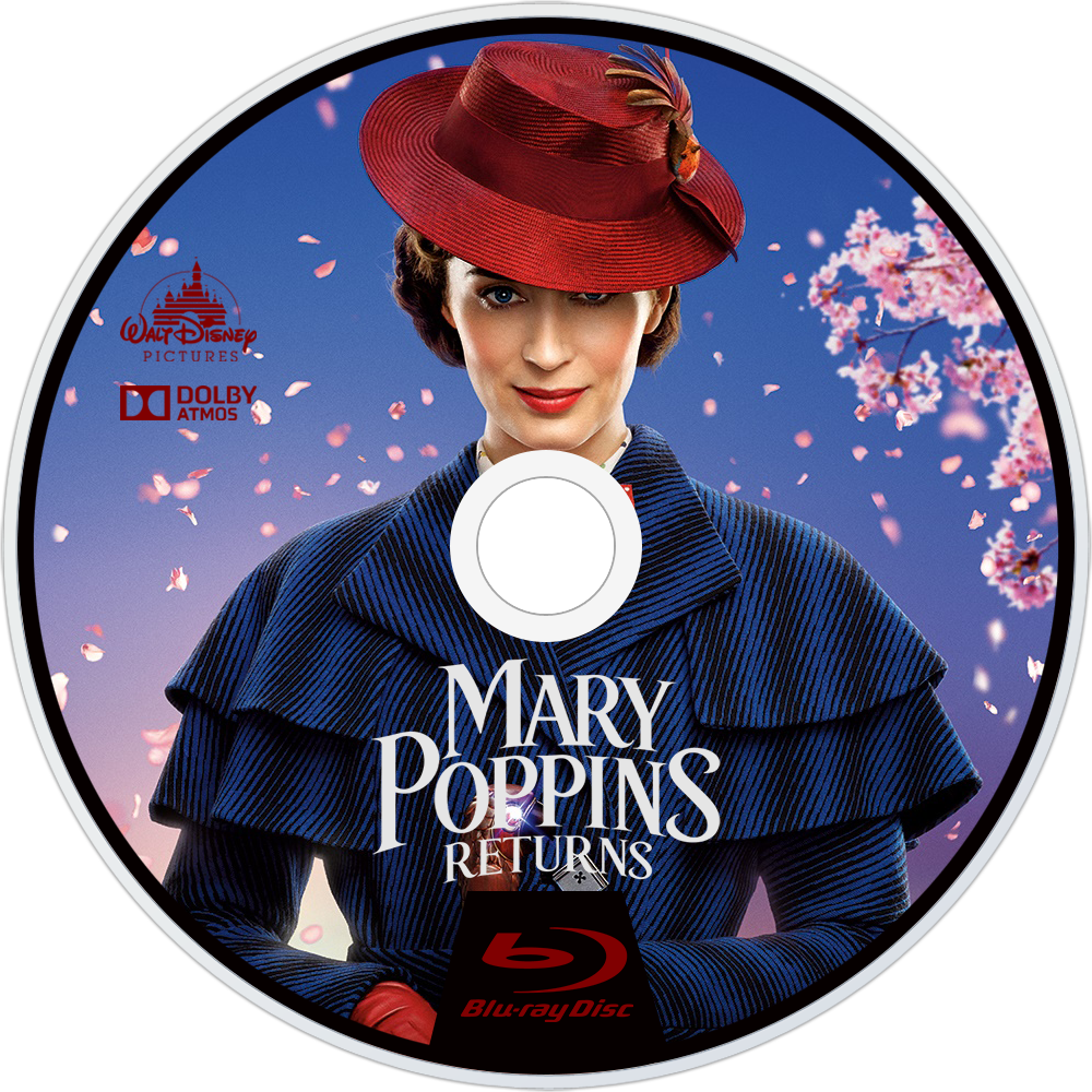 Mary Poppins Returns Bluray Disc Image - Mary Poppins Returns Blu Ray Clipart (1000x1000), Png Download