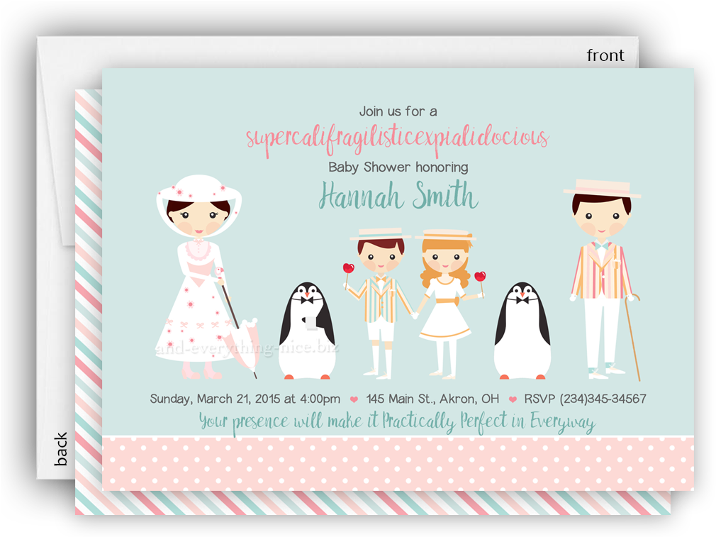 Mary Poppins Party Invitation • Baby Shower Birthday - Mary Poppins Party Invitations Clipart (1016x756), Png Download