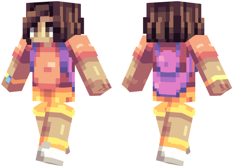 Dora The Explorer - Minecraft Dora Skin Clipart (804x576), Png Download