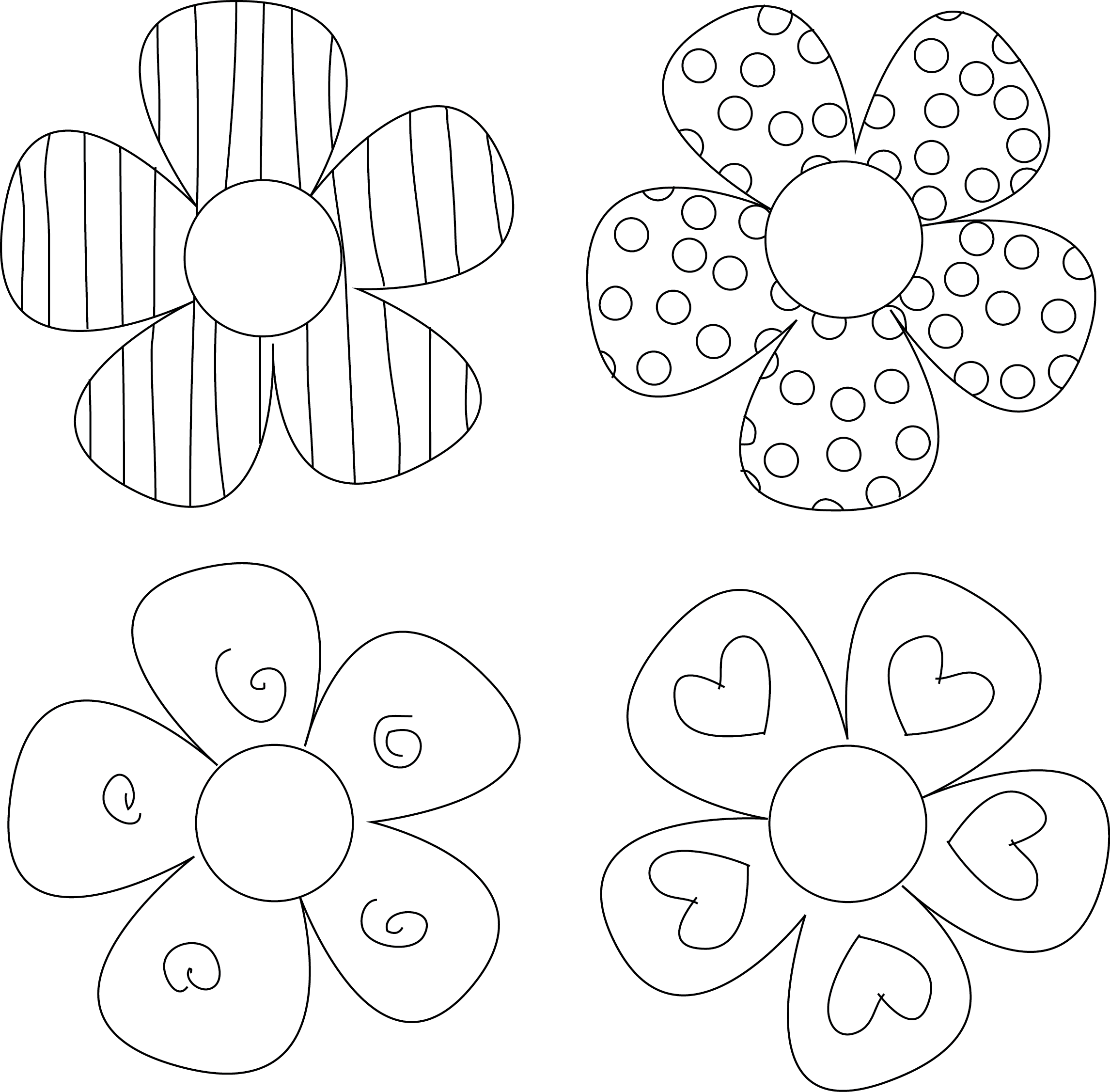 Paper Flower Cut Out Templates Jpg Freeuse Download - Print Flower To Colour Clipart (2291x2253), Png Download