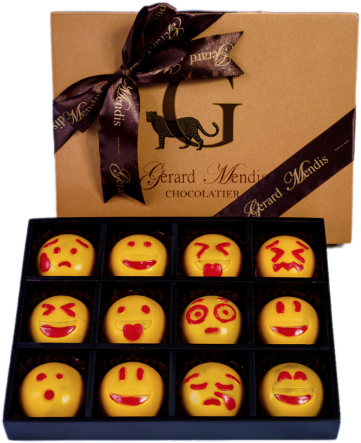 Emoji 12 Piece Classic Wooden Box - Chocolate Clipart (1024x683), Png Download