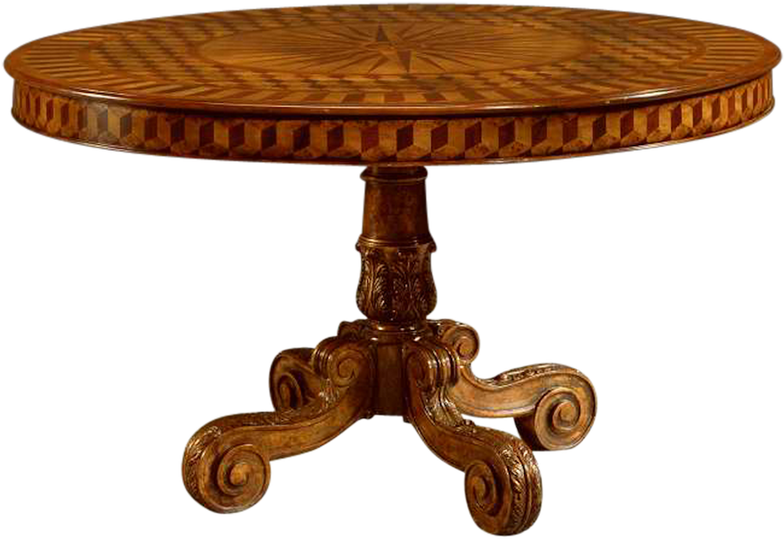 Inlaid Round Dining Table Clipart (869x598), Png Download