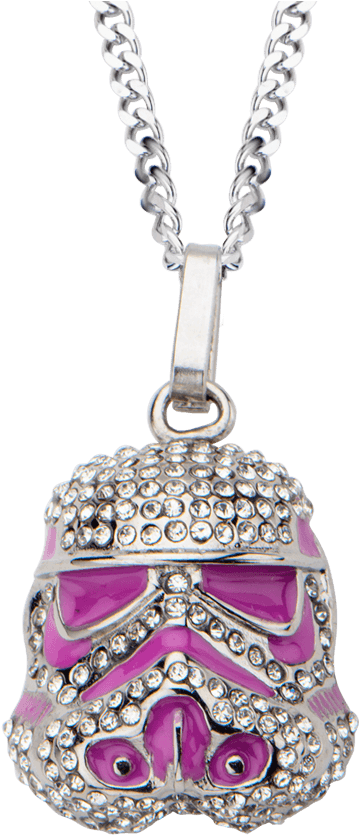 Gemstone Pink Stormtrooper Helmet Necklace So - Locket Clipart (850x850), Png Download