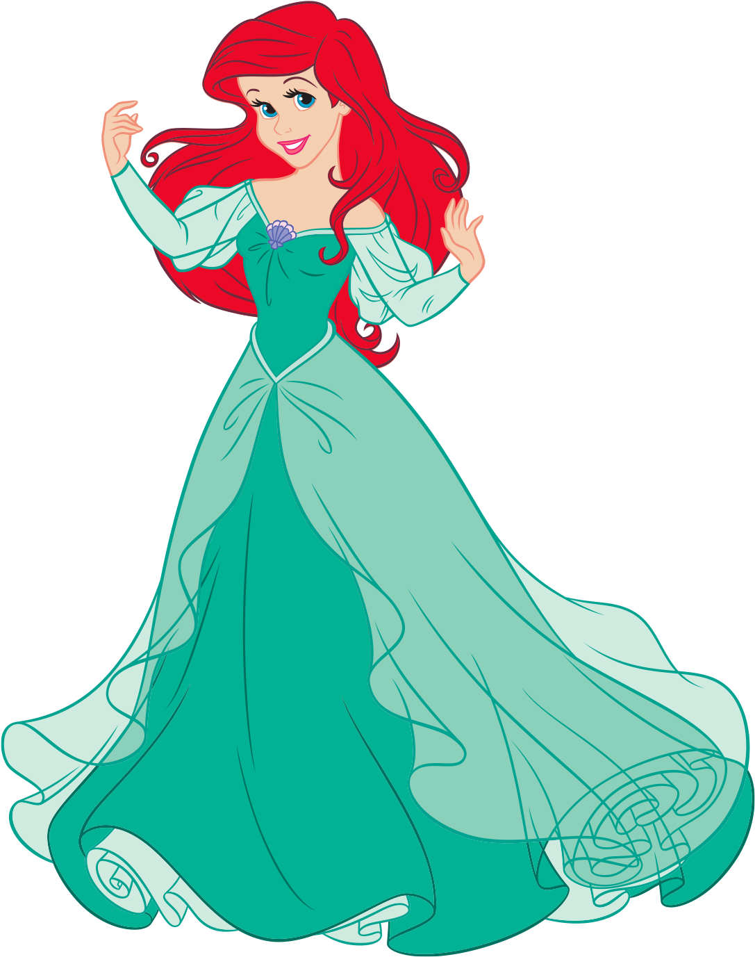 Dress Clipart Ariel - Disney Princess Ariel Green Dress - Png Download (1156x1800), Png Download