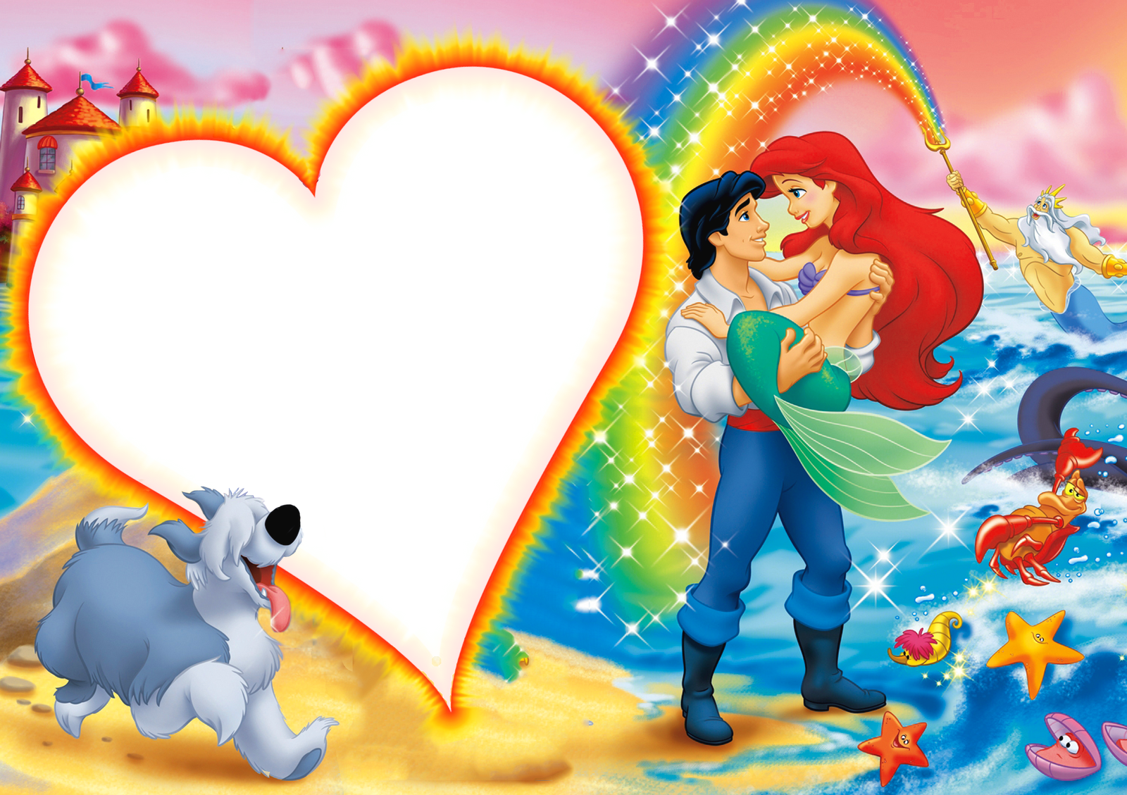 Cute Kids Png Transparent Frame With Princess Ariel - Princess Ariel Frames Clipart (1600x1129), Png Download