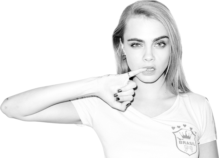 Tattooed Cara Delevingne Black And White , Png Download Clipart (926x669), Png Download