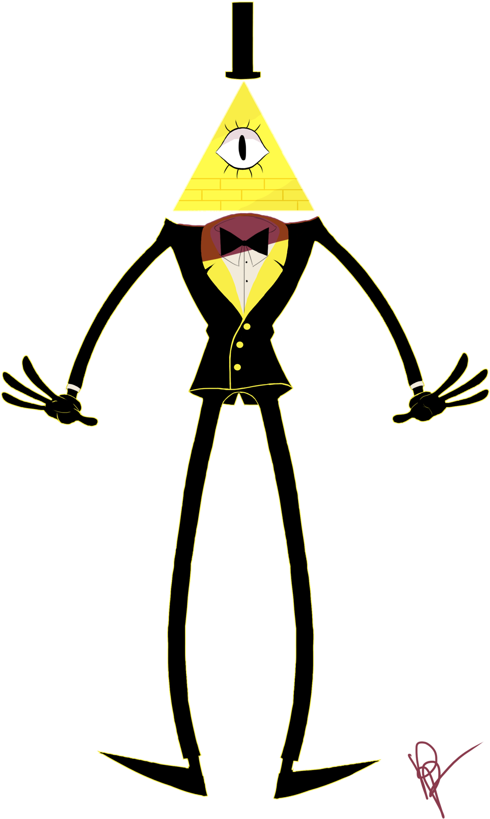 “i Love Bill Cipher, The Evil Sentient Dorito Chip - Object Head Bill Cipher Clipart (962x1606), Png Download