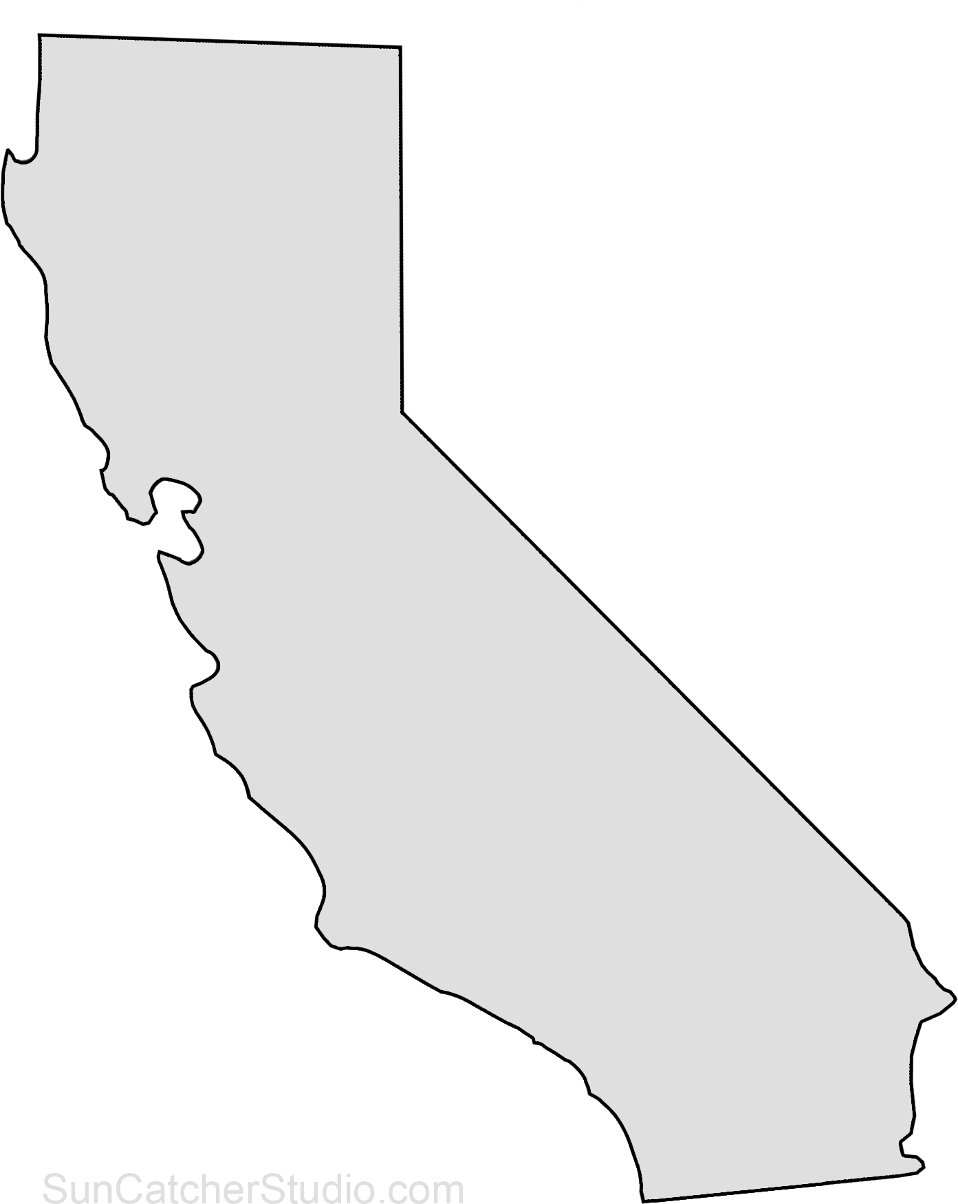 California Map Outline Png Shape State Stencil Clip - California White State Transparent Png (1393x1750), Png Download