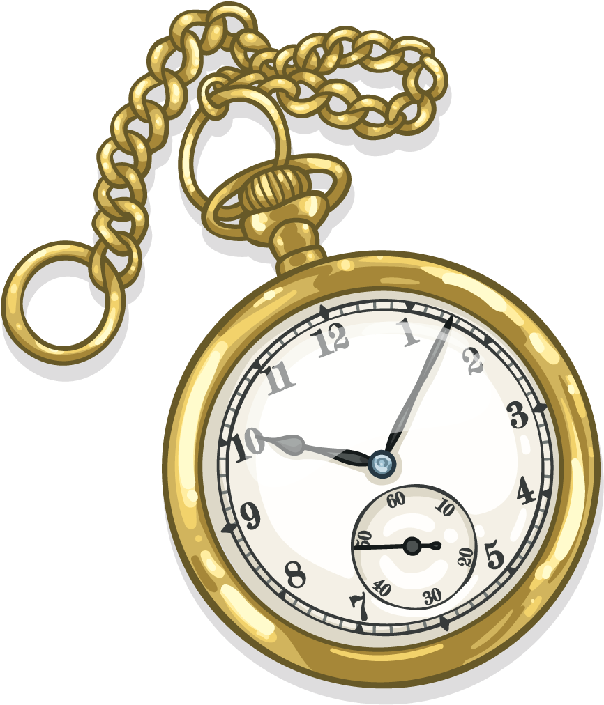 The Wallabee Express - Gold Pocket Watch Transparent Clipart (1024x1024), Png Download