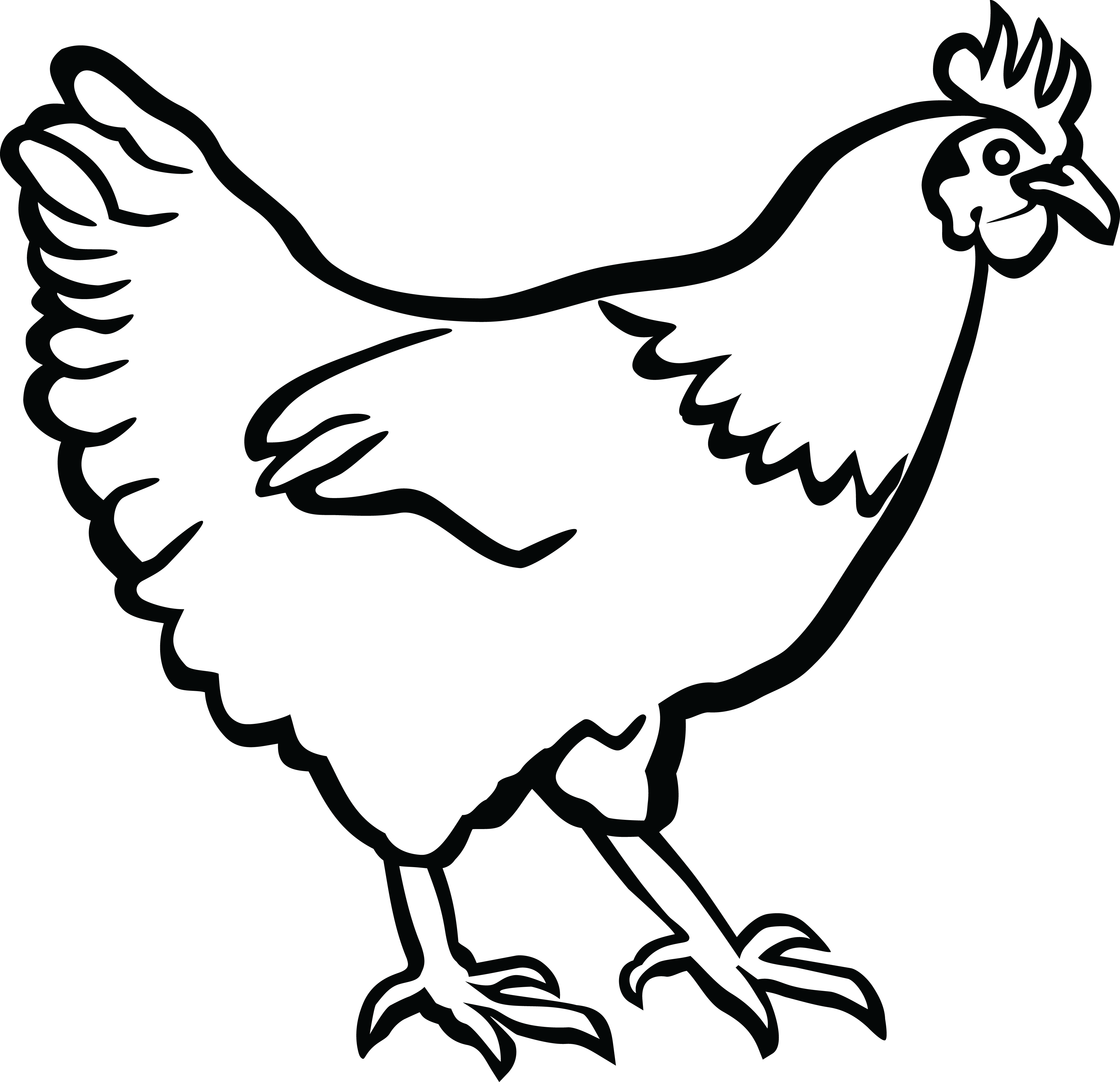 28 Collection Of Chicken Clipart Black And White - Black And White Chicken Clip Art - Png Download (4000x3867), Png Download