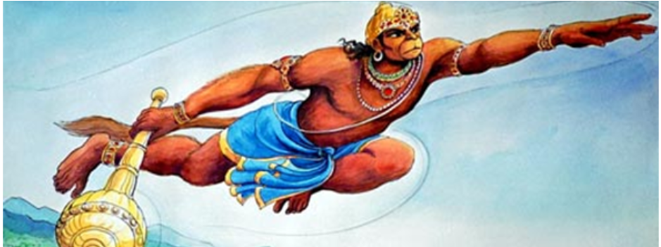 Hanuman Flying Over Ocean Clipart (1400x350), Png Download