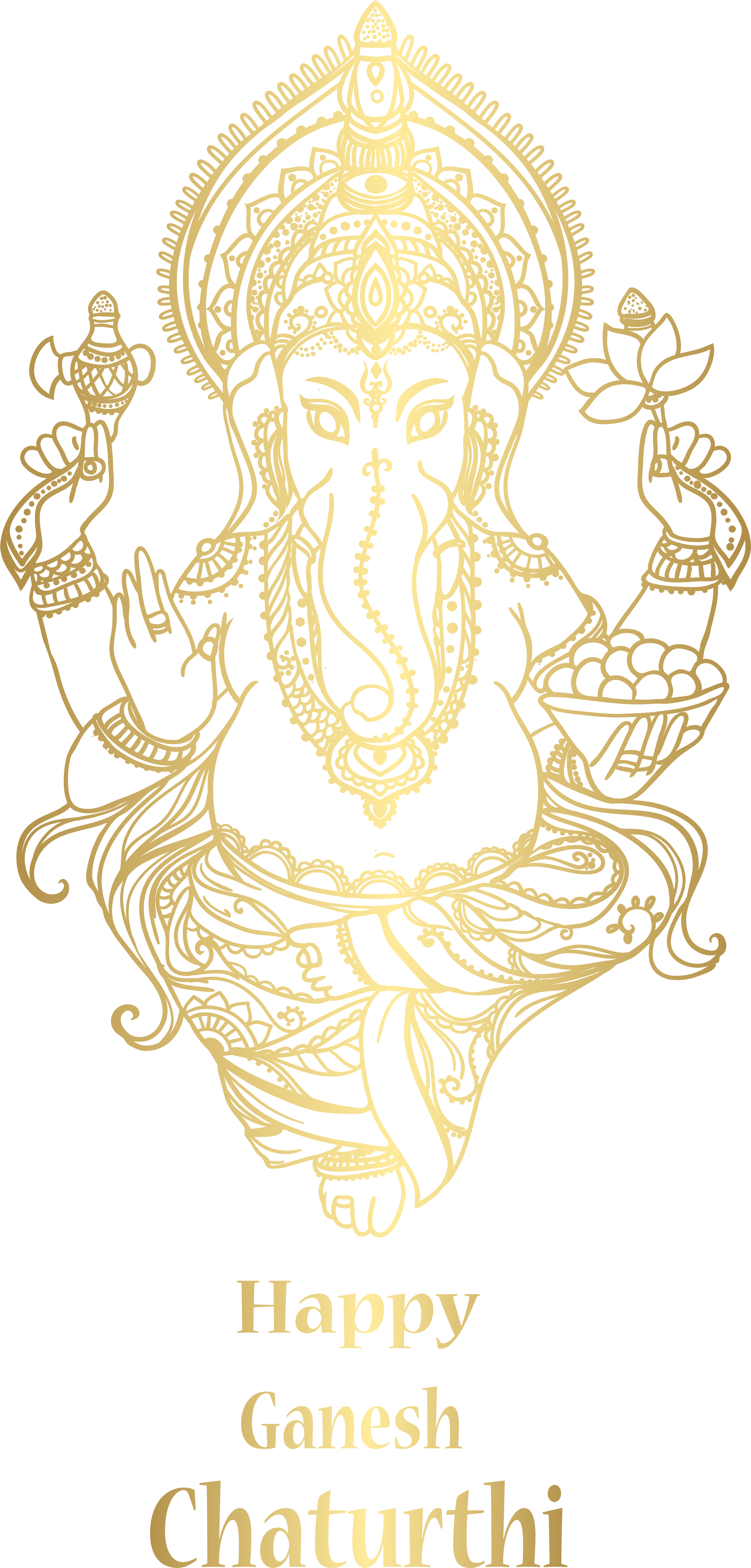 Happy Ganesh Chaturthi Clipart (3878x8000), Png Download