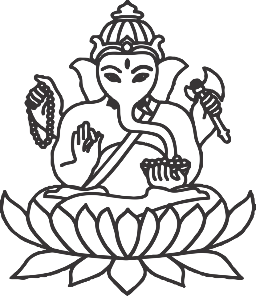 Ganesha Png - Black And White Ganesh Art Png Clipart (831x962), Png Download