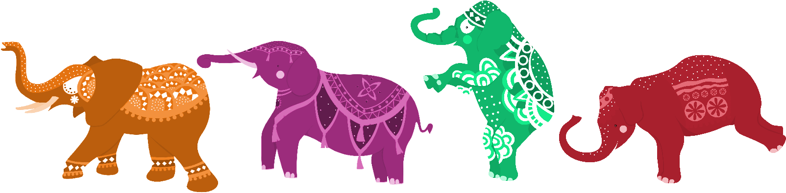 Greeting Cards Diwali Elephant - Deepavali Elephant Png Clipart (1604x395), Png Download
