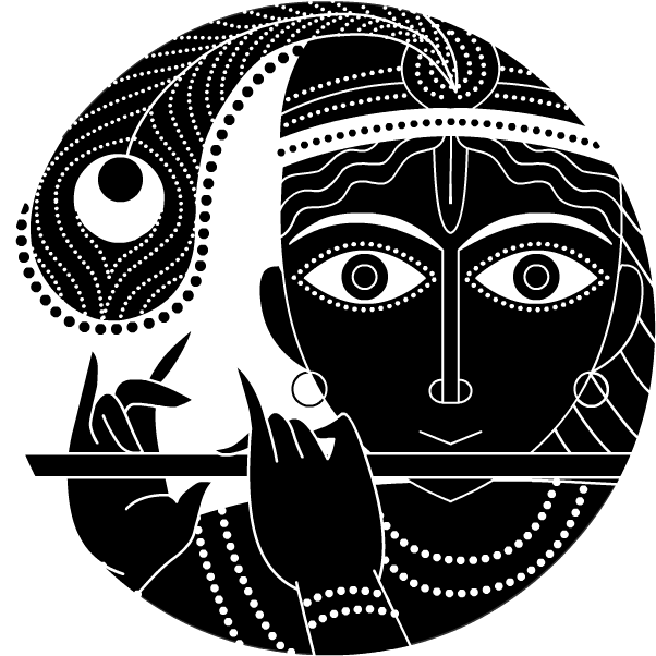 Krishna The Cowherd Prince - Krishna Black And White Png Clipart (640x640), Png Download