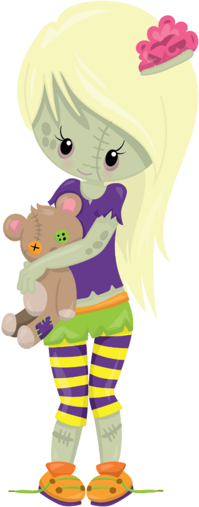 #zombie #kawaii #hallowen #girl #cute - Cartoon Clipart (1024x1024), Png Download