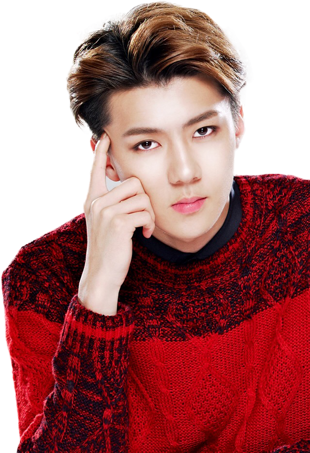 Sehun Exo In Red Clipart (640x960), Png Download