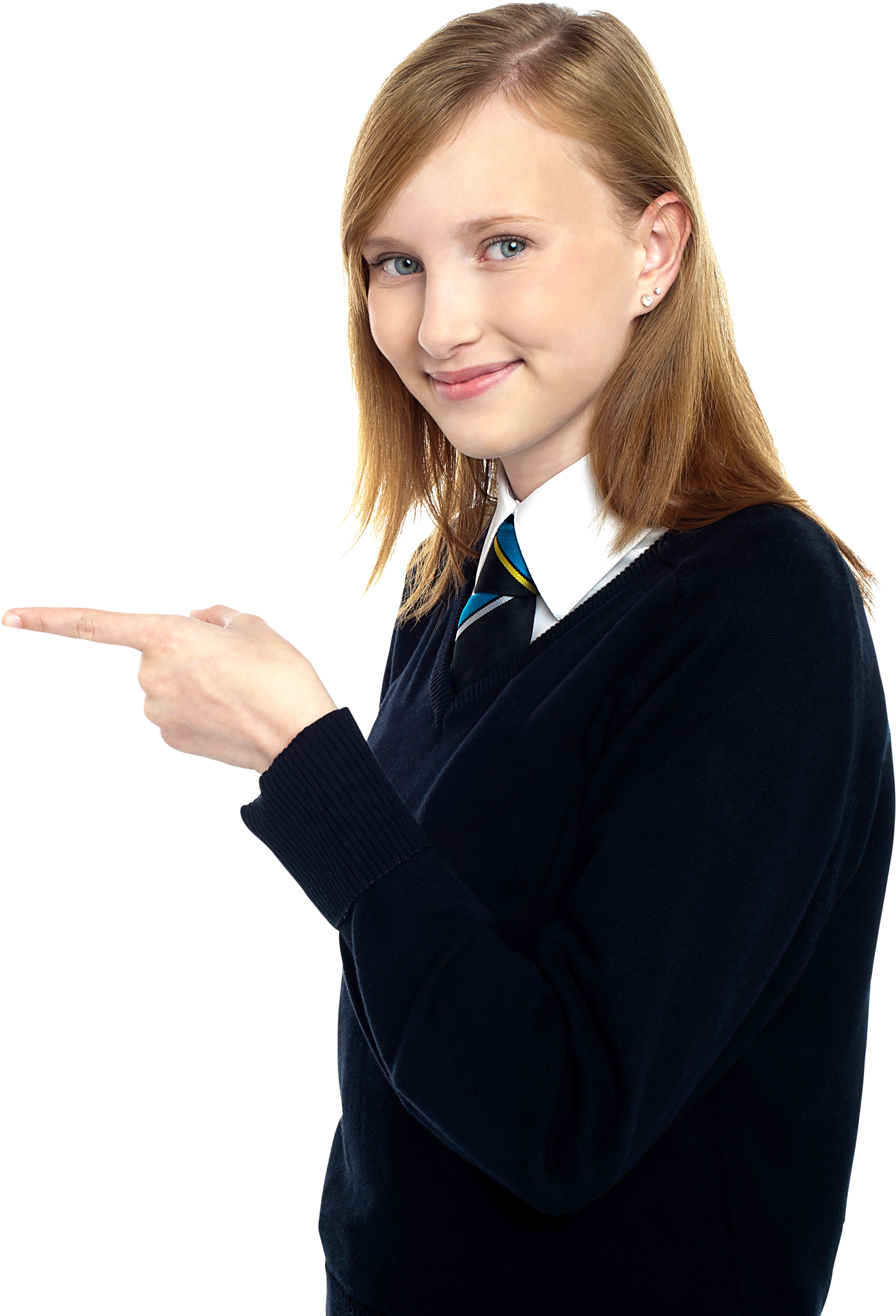 Women Pointing Left - Woman Stock Image Png Clipart (4809x3200), Png Download