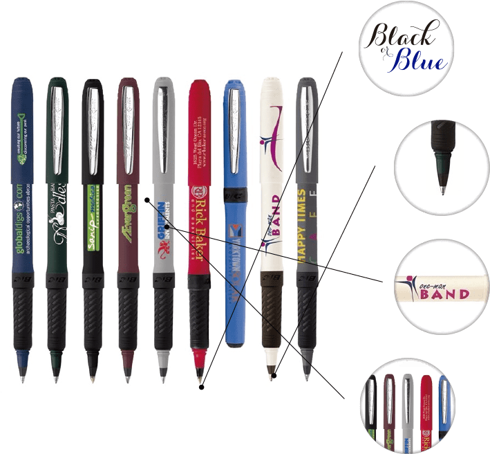 Black Or Blue Ink - Bic Grip Roller Clipart (709x656), Png Download