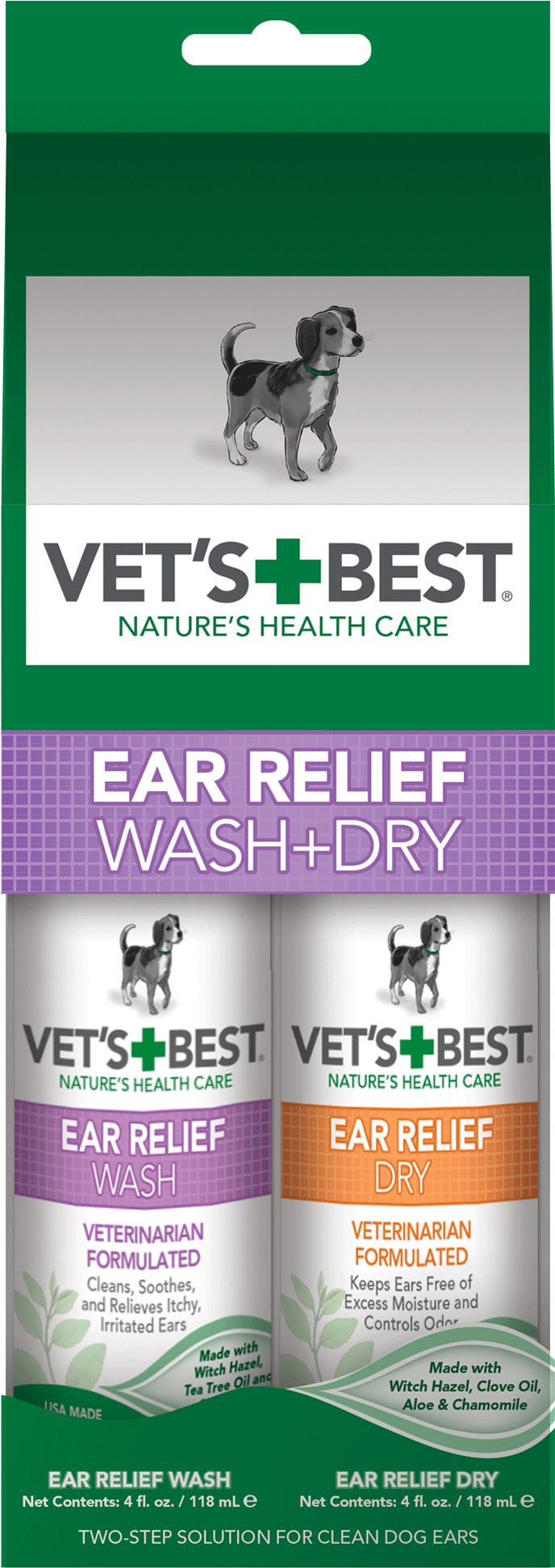 Vet's Best Dog Ear Cleaner Kit, Ear Relief Wash & Dry - Vet's Best Ear Relief Wash & Dry Clipart (2000x2000), Png Download