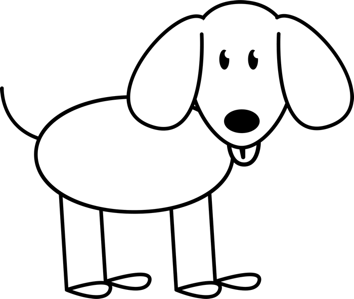 With Floppy Ears Outline Rubber Stamp Stamps - Dog Stick Figure Outline Clipart (700x591), Png Download