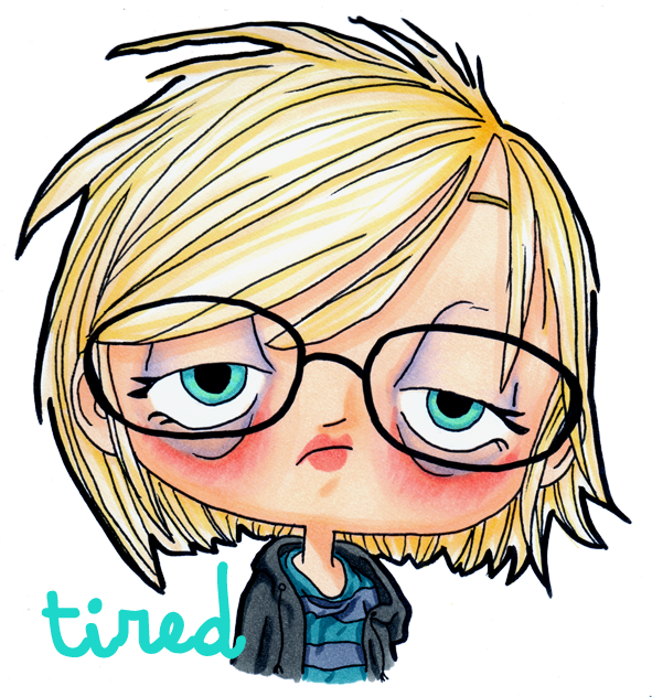 Cute Tired Girl Cartoon Clipart (591x632), Png Download