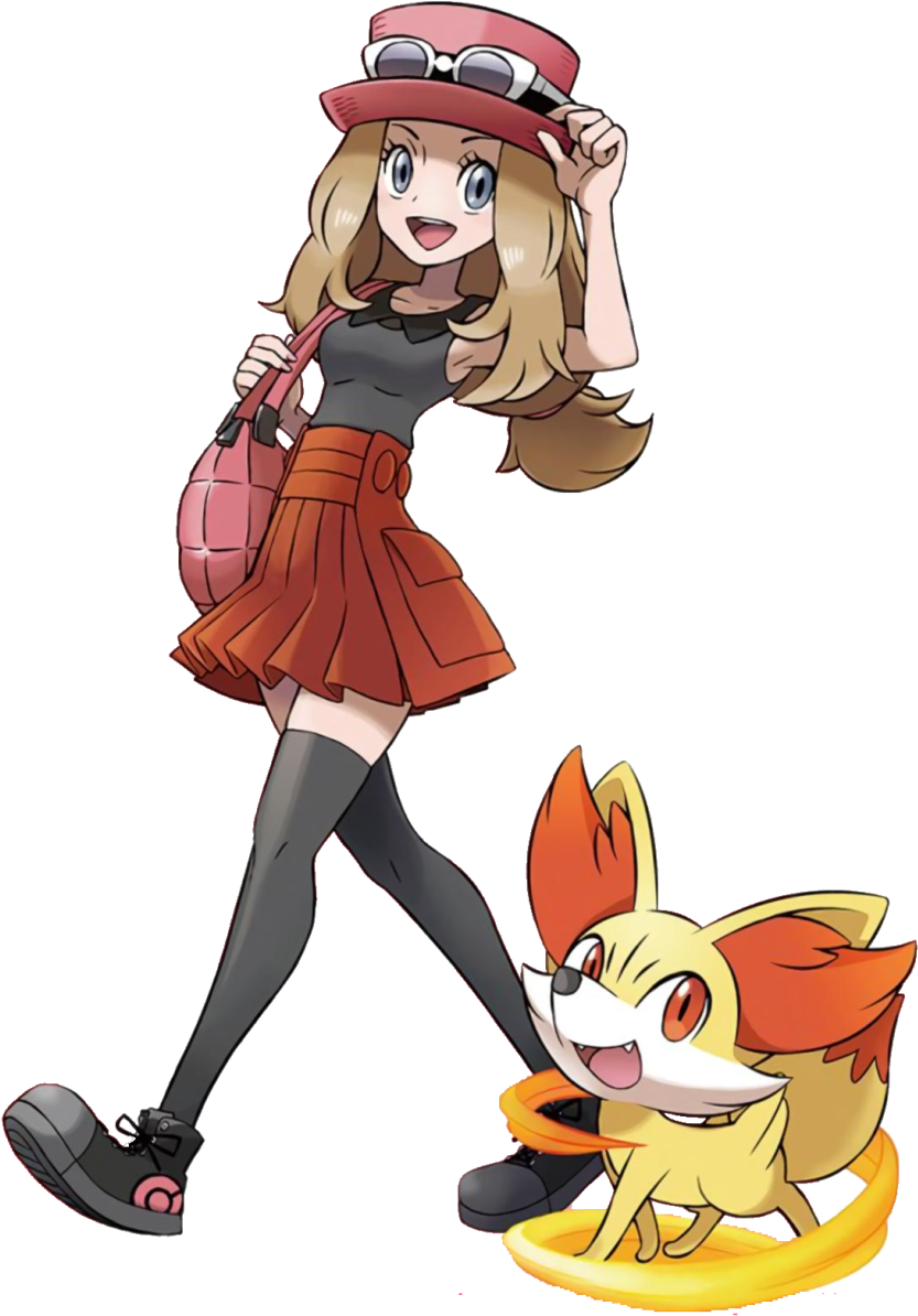 1girl Ariga Hitoshi Black Legwear Brown Hair Dress - Pokemon Serena Game Clipart (850x1196), Png Download