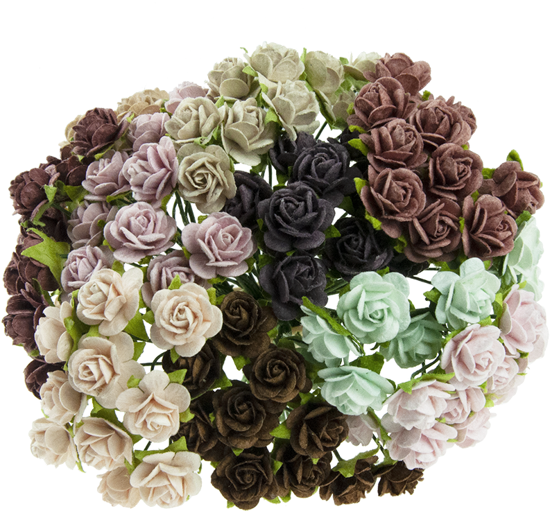 Mixed Vintage Mulberry Paper Open Roses Clipart (793x737), Png Download