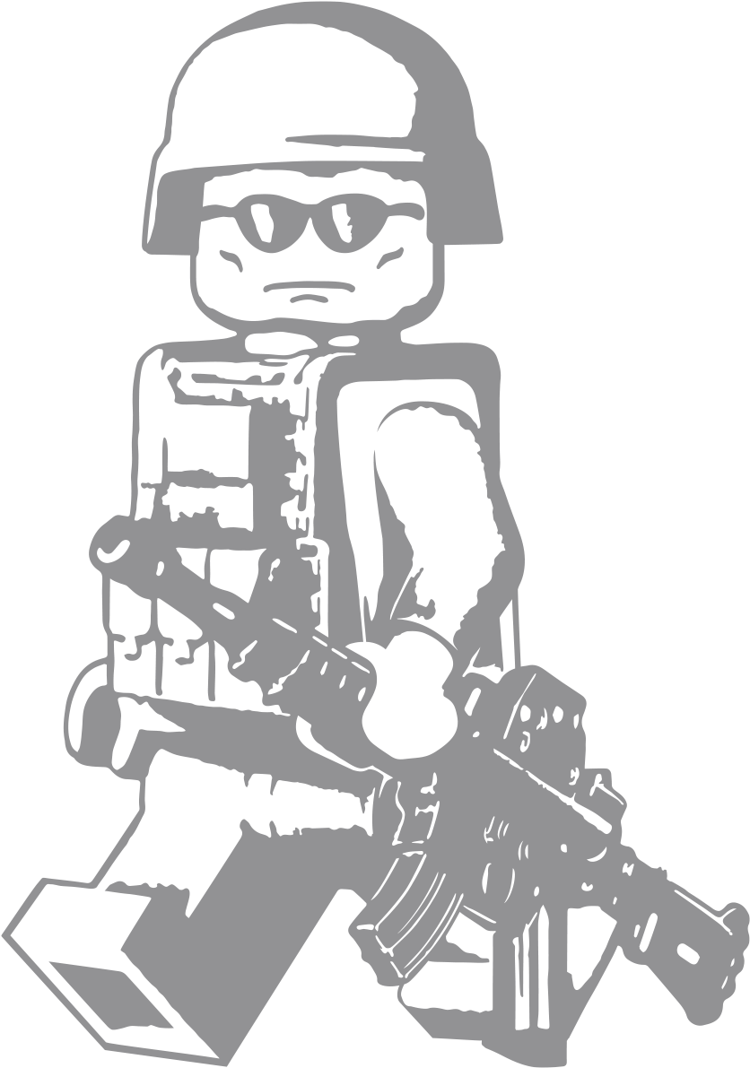 Lego Walking Modern Minifig With M4a1 Vinyl Decal - Lego Soldier Wall Decal Clipart (1500x1196), Png Download