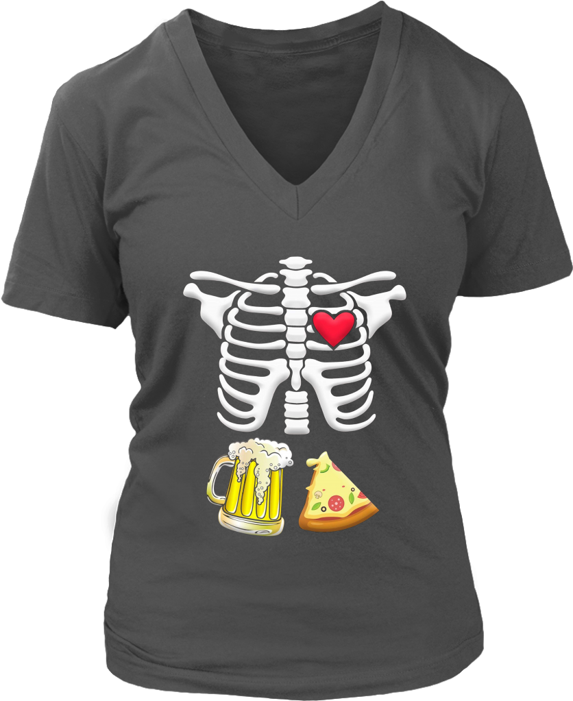 Beer And Pizza Pregnant Skeleton Halloween T-shirt - Im Not Fat I M Pregnant Shirt Clipart (836x1023), Png Download