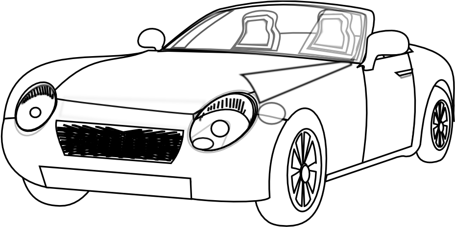 Netalloy Yellow Convertible Sports Car Black White - White Car On Black Background Clipart (999x531), Png Download