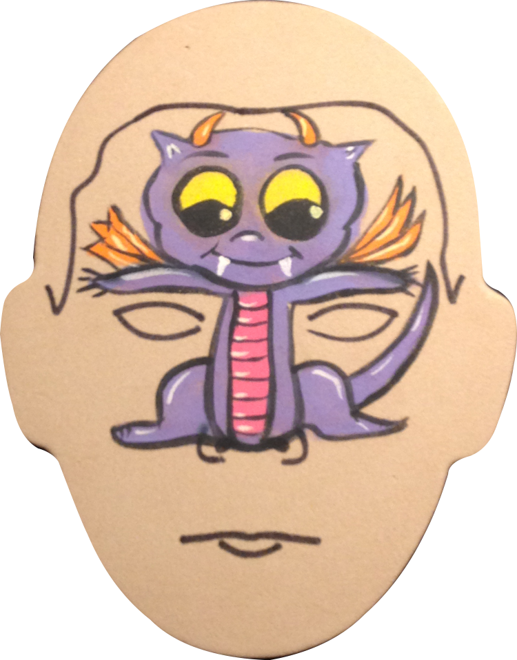 Baby Dragon Face Paint - Cartoon Clipart (750x958), Png Download