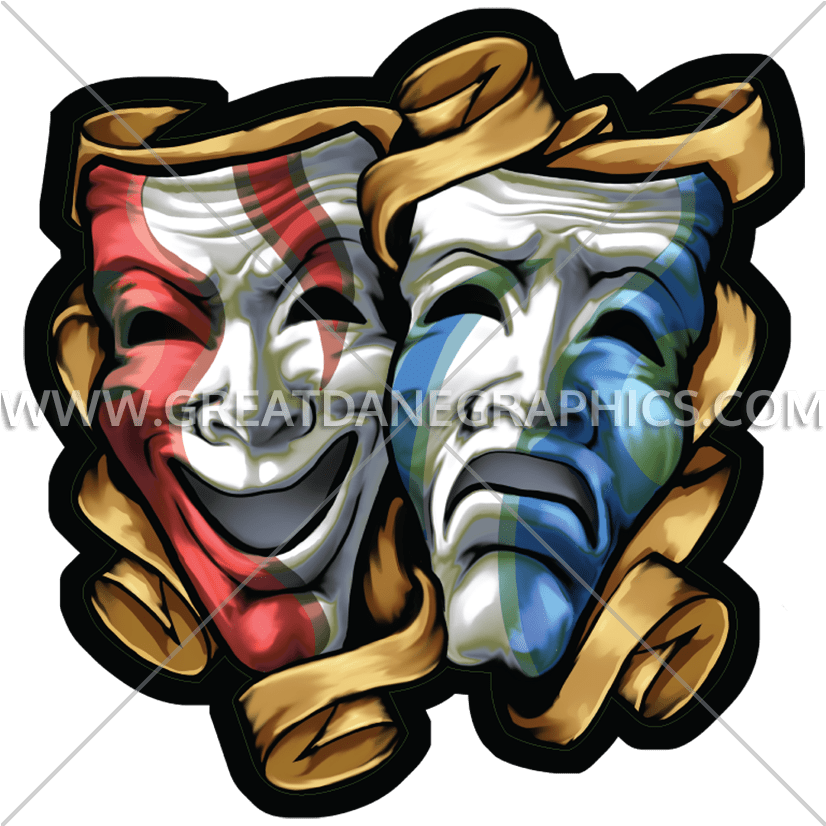 Drama Masks Colored Production - Drama In Graphics Png Clipart (825x852), Png Download