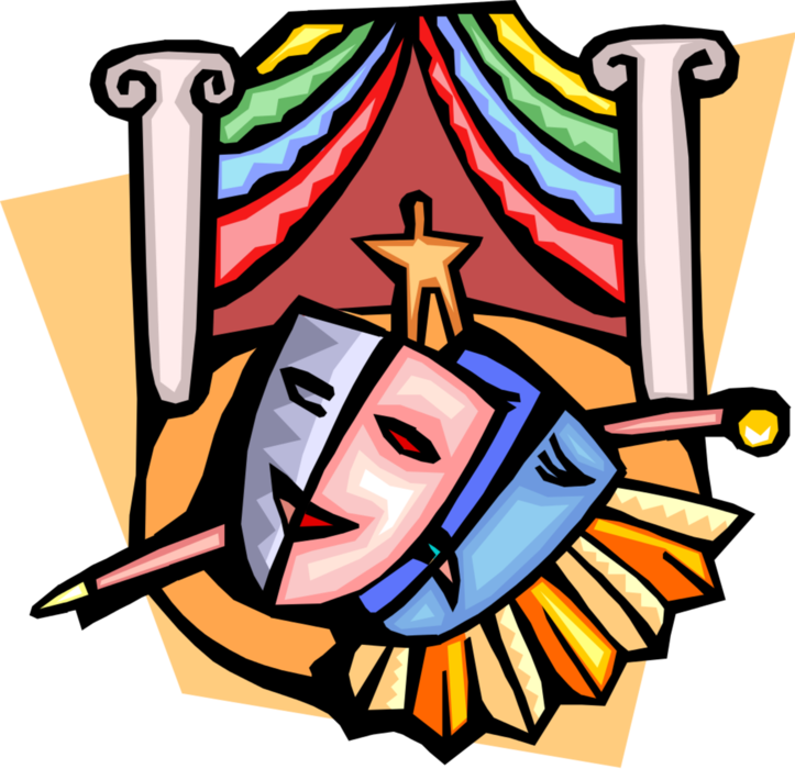 Vector Illustration Of Theatre Or Theater Theatrical - Theater Guild Clipart (723x700), Png Download