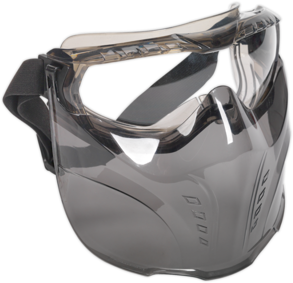 Ssp76 Sealey Safety Goggles With Detachable Face Shield - Safety Goggle Face Shield Clipart (587x568), Png Download