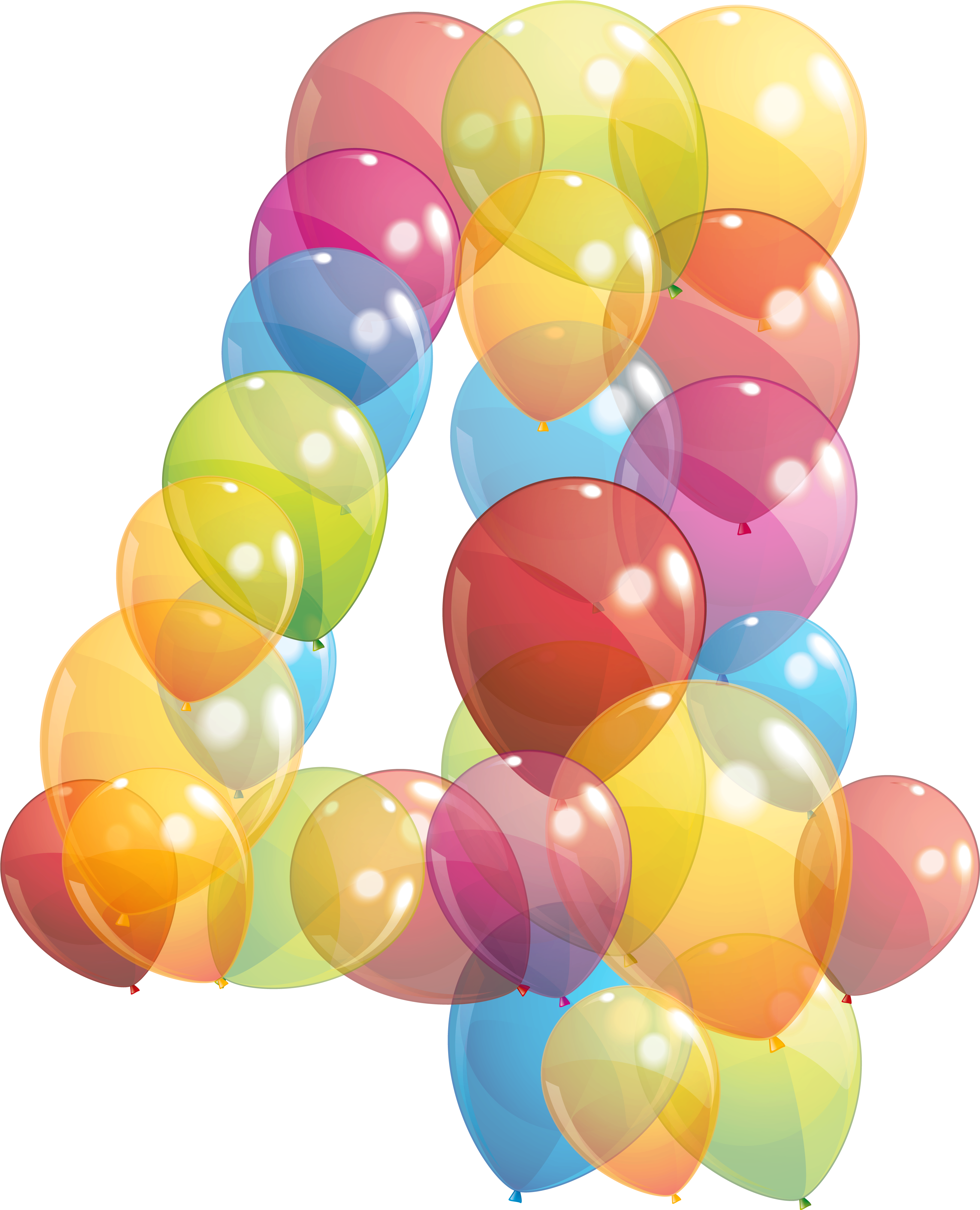 Transparent Number Of Balloons Png Image Gallery Ⓒ - Number 4 Balloon Png Clipart (3449x4285), Png Download