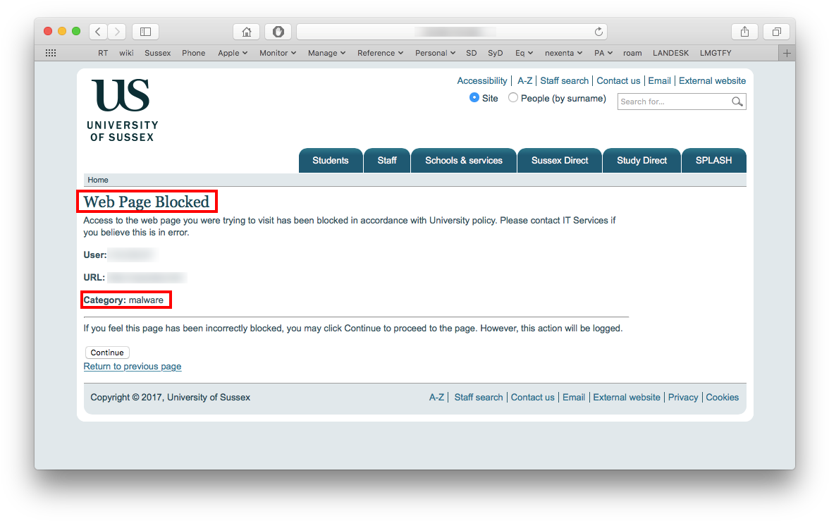 Block Or Continue Message - Web Page Blocked Message Clipart (1191x752), Png Download
