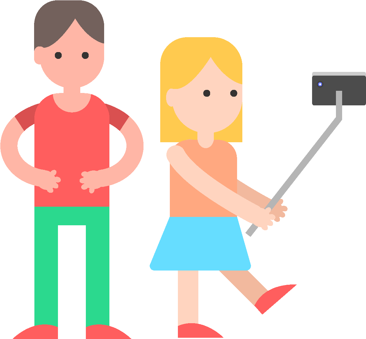 Hand Drawn Cartoon Selfie Elements Clipart (1181x1094), Png Download