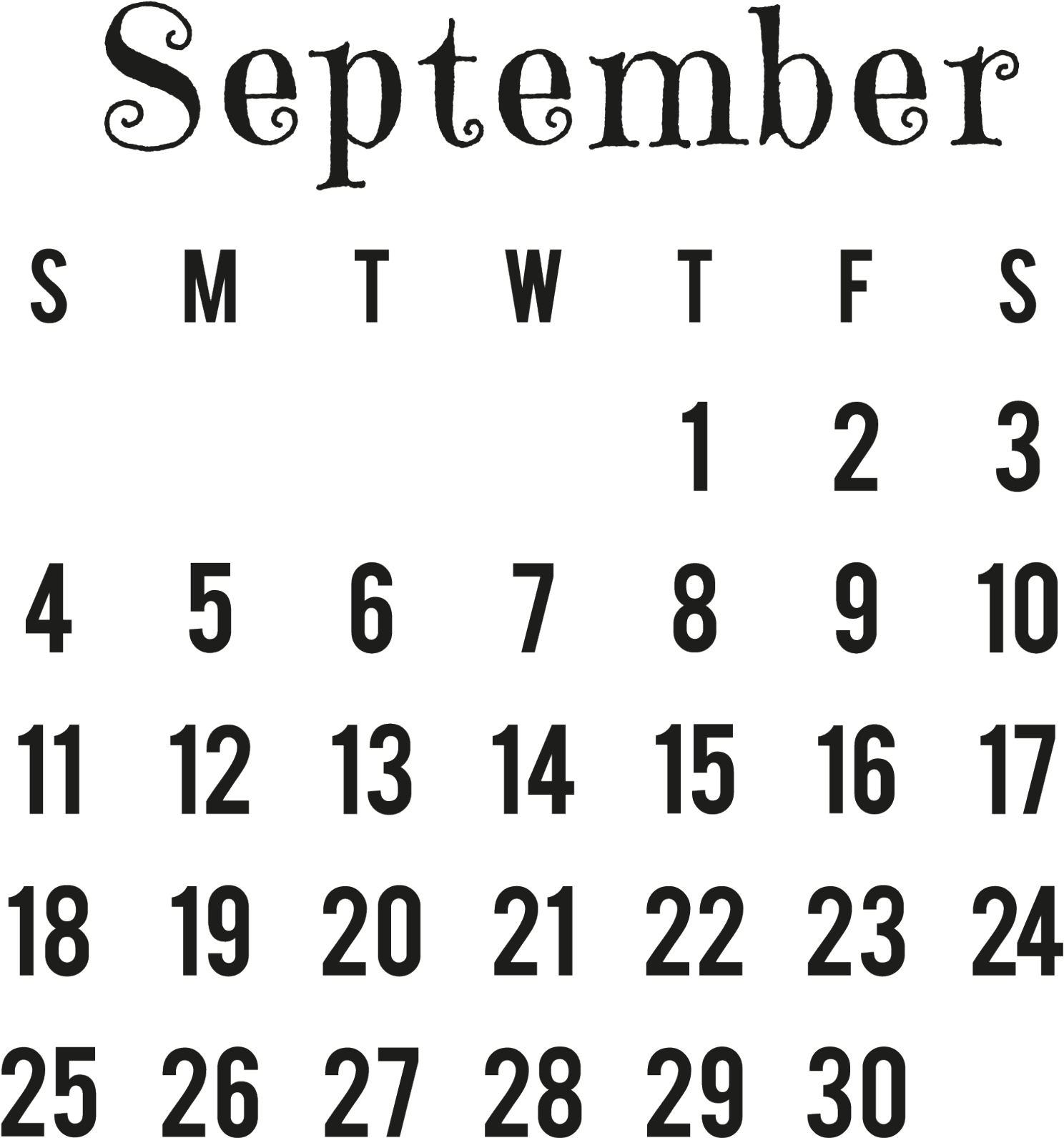 Download Image - September 2016 Calendar Png Clipart (2048x2048), Png Download