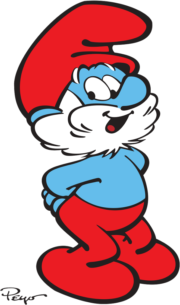 Papa Smurf Logo Vector - Papa Smurf Clipart (608x1027), Png Download